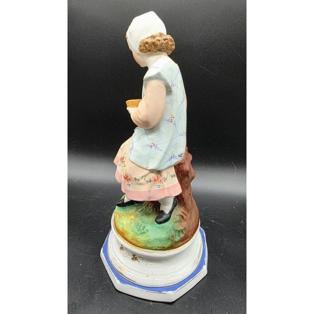 Antique French Porcelain Bisque Girl Feeding‎ Birds Figurine Sculpture 11